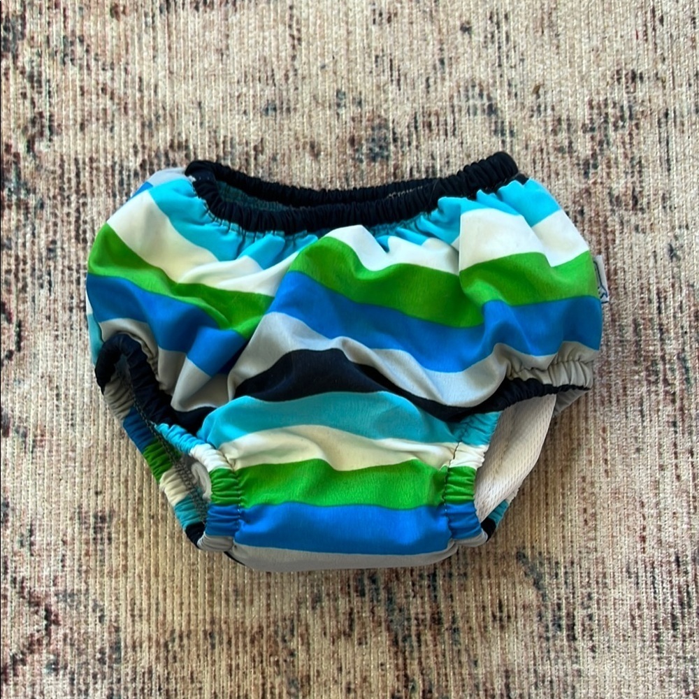 i play. Blue and Green Diaper Cover with Wave Pattern